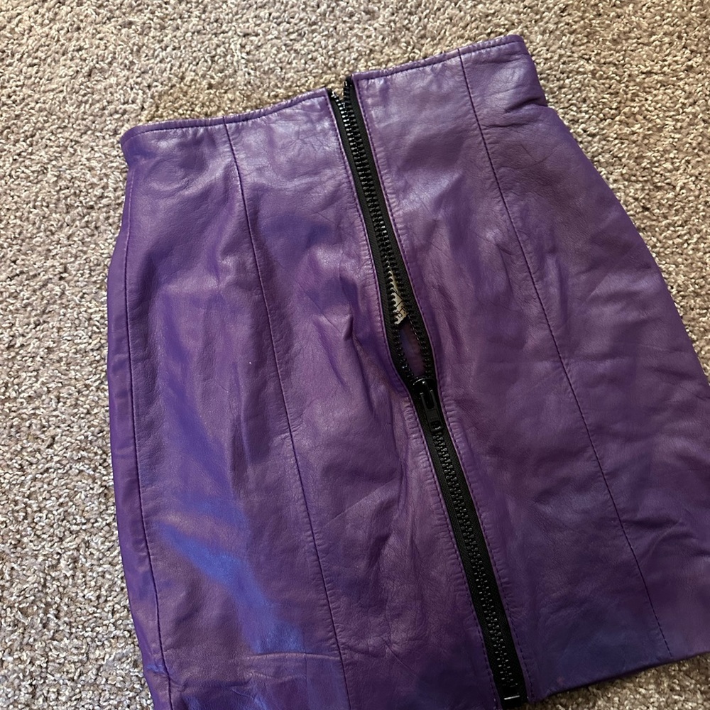 Purple leather skirt